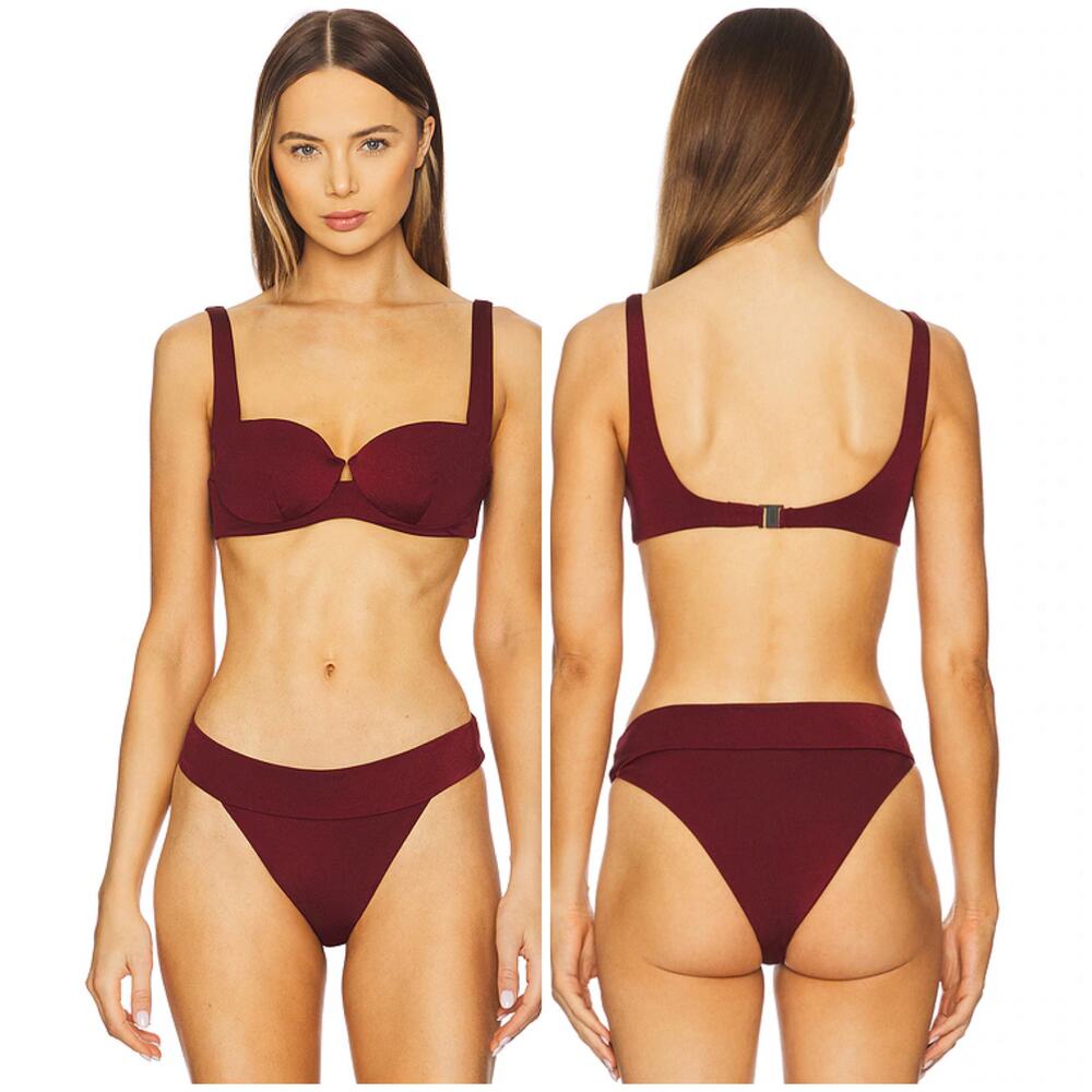 Onia NWT Danica Underwire Bikini Top & Karina Bottom Pomegranate Shimmer Size L